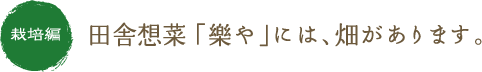 栽培編：田舎想菜「樂や」には、畑があります。